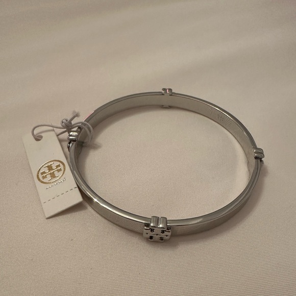 Tory Burch Silver Logo Bangle - Picture 2 of 4